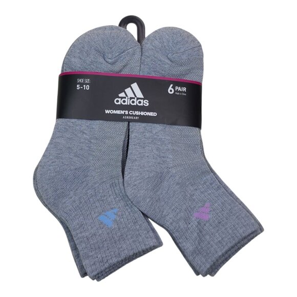 Adidas Womens Cushioned AEROREADY Ankle Socks 6 Pairs Shoe Size 5-10 Drying - Picture 2 of 10